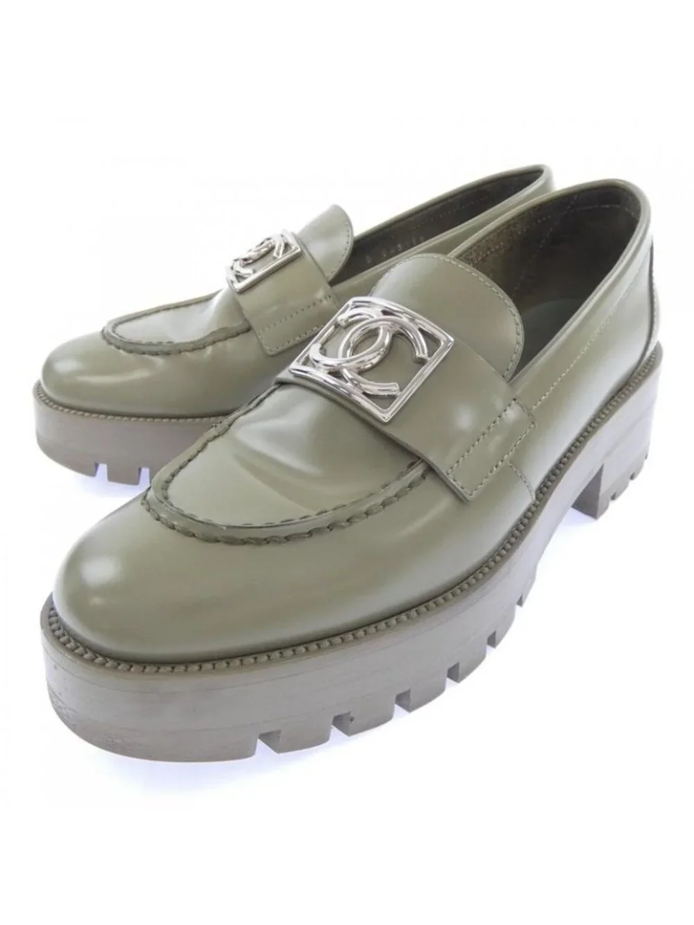 Chanel Loafers Shoes Khaki - Picture 3 of 6